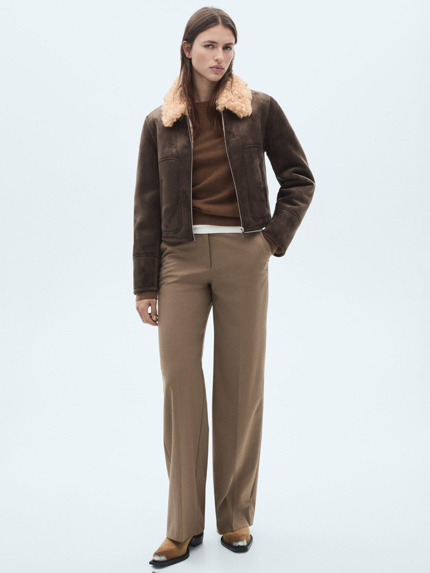 Mango Delhi Faux Suede Jacket Grey
