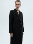 Mango Mary Kate Wool Blend Long Coat, Black