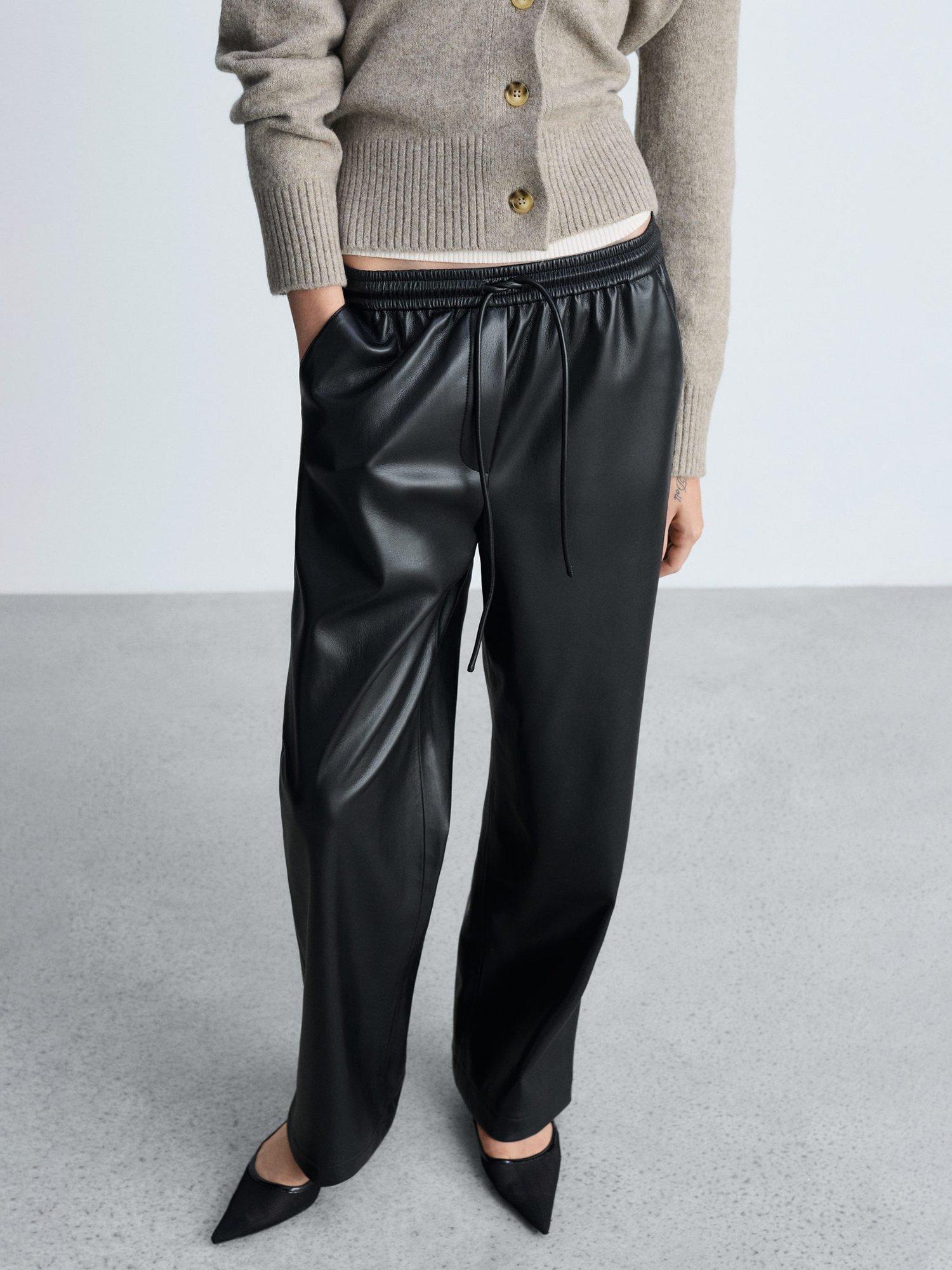 Mango Charlize Faux Leather Joggers Black