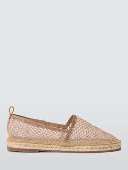 John Lewis ANYDAY Halfpenny Diamante Mesh Casual Espadrille Sandals, Beige