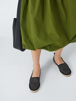 John Lewis ANYDAY Halfpenny Diamante Mesh Casual Espadrille Sandals - view 2, Black