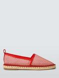 John Lewis ANYDAY Halfpenny Diamante Mesh Casual Espadrille Sandals, Red
