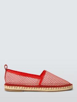John Lewis ANYDAY Halfpenny Diamante Mesh Casual Espadrille Sandals, Red