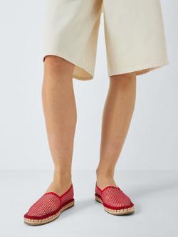 John Lewis ANYDAY Halfpenny Diamante Mesh Casual Espadrille Sandals - view 2, Red