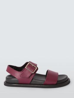 John Lewis ANYDAY Larrick Leather Big Buckle Footbed Slingback Sandals, Burgundy