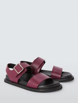 John Lewis ANYDAY Larrick Leather Big Buckle Footbed Slingback Sandals - view 2, Burgundy