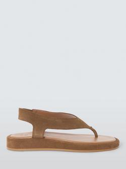 AND/OR Lemons Suede Soft Toe Post Flatform Flip Flops, Brown, Brown