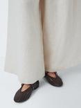 John Lewis Hackney Leather Crochet Woven Mary Jane Ballerina Pumps, Chocolate