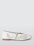 John Lewis Hackney Leather Crochet Woven Mary Jane Ballerina Pumps, White