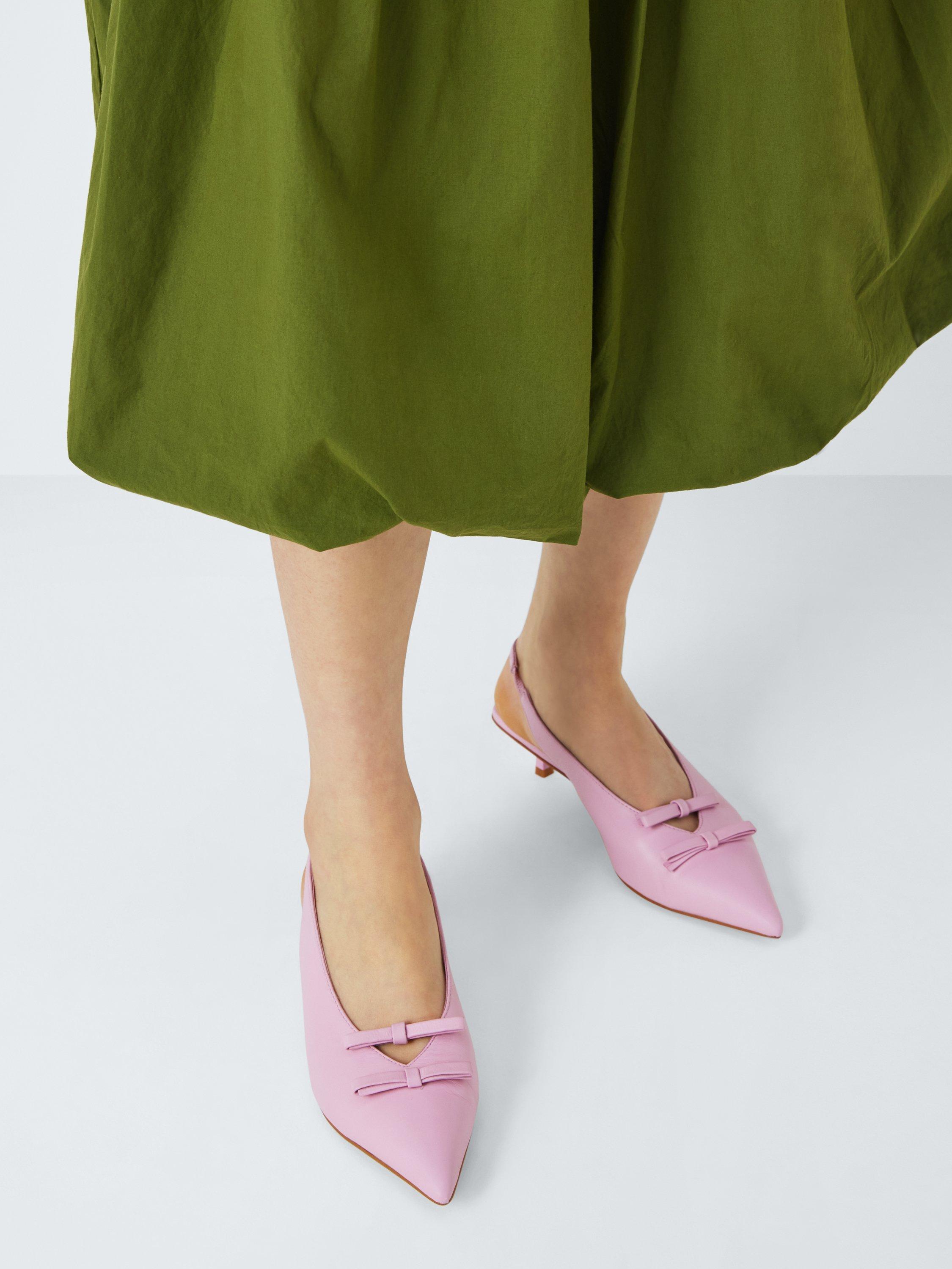 Product image 2 of 6, which shows John Lewis ANYDAY Bae Leather High Vamp Pointed Slingback Court Shoes, Pink, 7