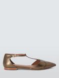 John Lewis Aldridge Smart T-Bar Pointed Toe Ballerina Pumps, Bronze
