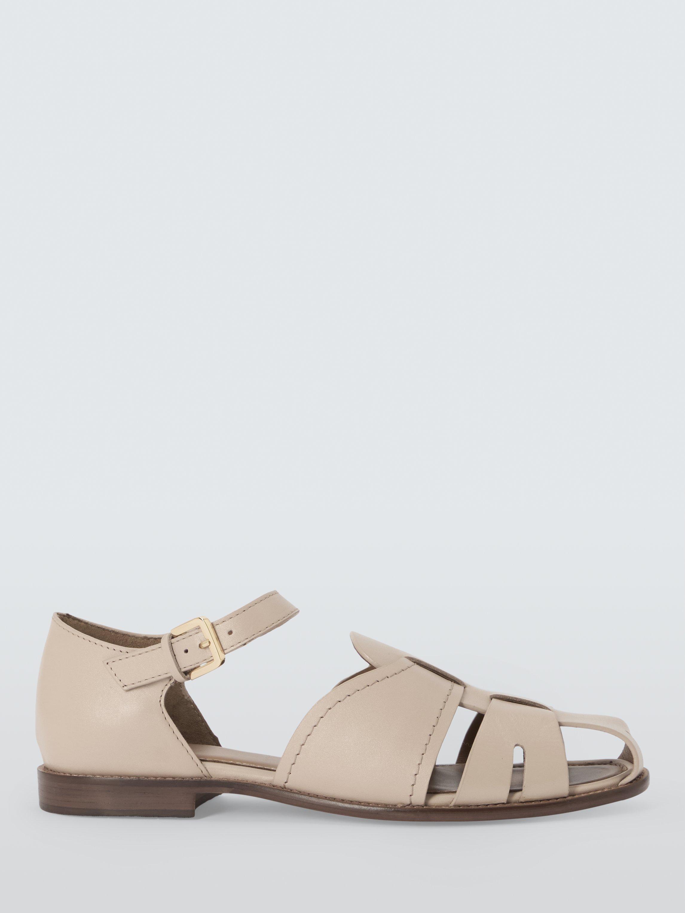 Product image 1 of 6, which shows John Lewis Lisboa Leather Smart Fisherman Shoe Sandals, Beige, 3