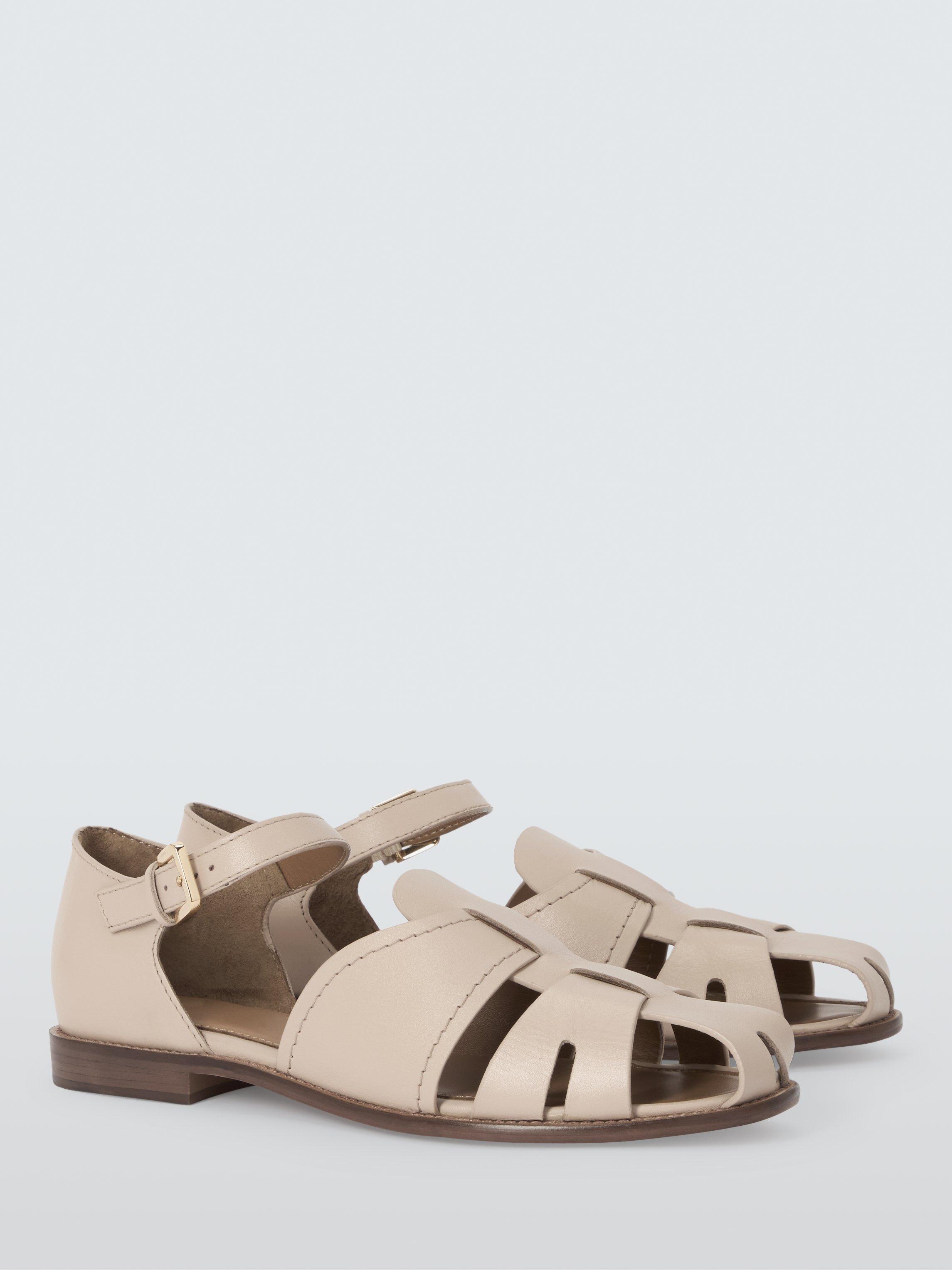 Product image 3 of 6, which shows John Lewis Lisboa Leather Smart Fisherman Shoe Sandals, Beige, 3