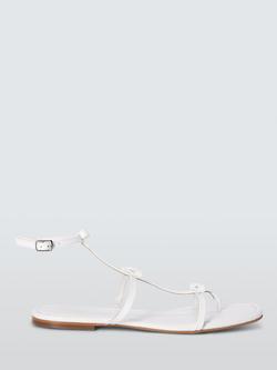 John Lewis ANYDAY Lourdes Leather Triple Bow Strap Flat Sandals, Off-White, Off-white