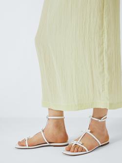 John Lewis ANYDAY Lourdes Leather Triple Bow Strap Flat Sandals, Off-White - view 2, Off-white