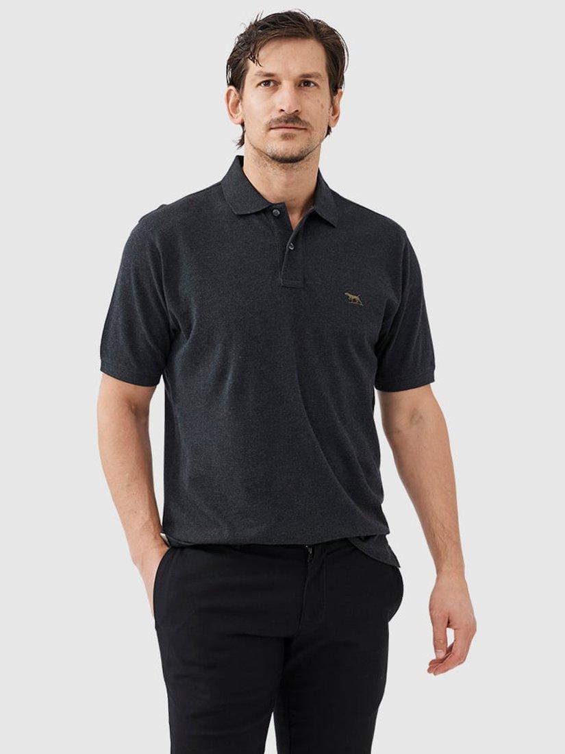 Product image 1 of 5, which shows Rodd & Gunn The Original Gunn Cotton Straight Fit Short Sleeve Polo Shirt, Charcoal, XS