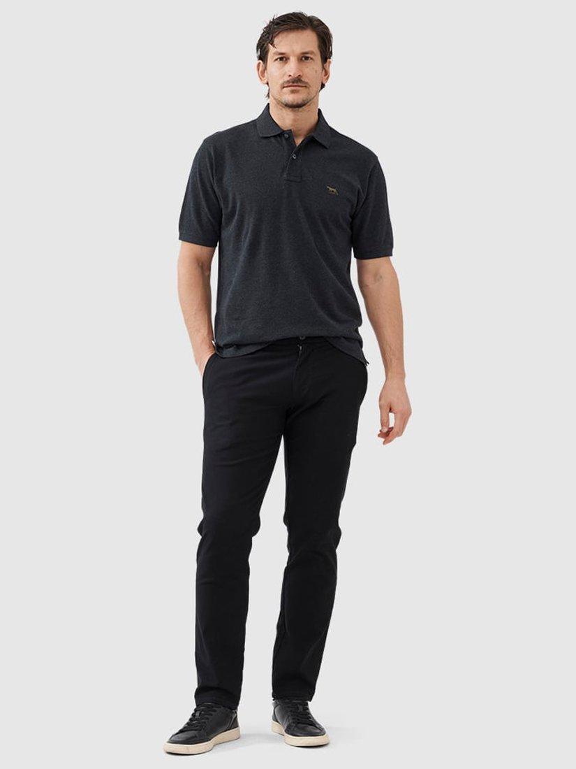 Product image 2 of 5, which shows Rodd & Gunn The Original Gunn Cotton Straight Fit Short Sleeve Polo Shirt, Charcoal, XS