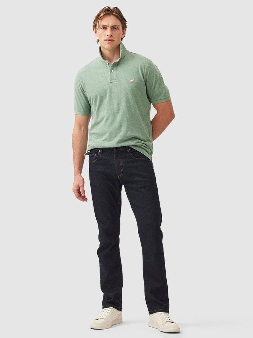 Product image 2 of 5, which shows Rodd & Gunn The Original Gunn Cotton Straight Fit Short Sleeve Polo Shirt, Dusty Sage, XS
