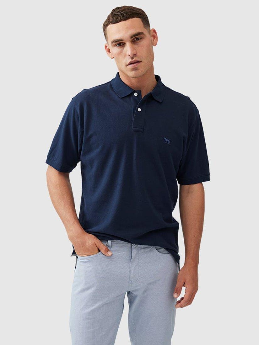 Product image 1 of 5, which shows Rodd & Gunn The Original Gunn Cotton Straight Fit Short Sleeve Polo Shirt, Eclipse, XS