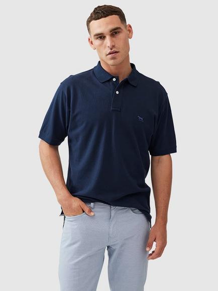 Rodd & Gunn The Original Gunn Cotton Straight Fit Short Sleeve Polo Shirt, Eclipse