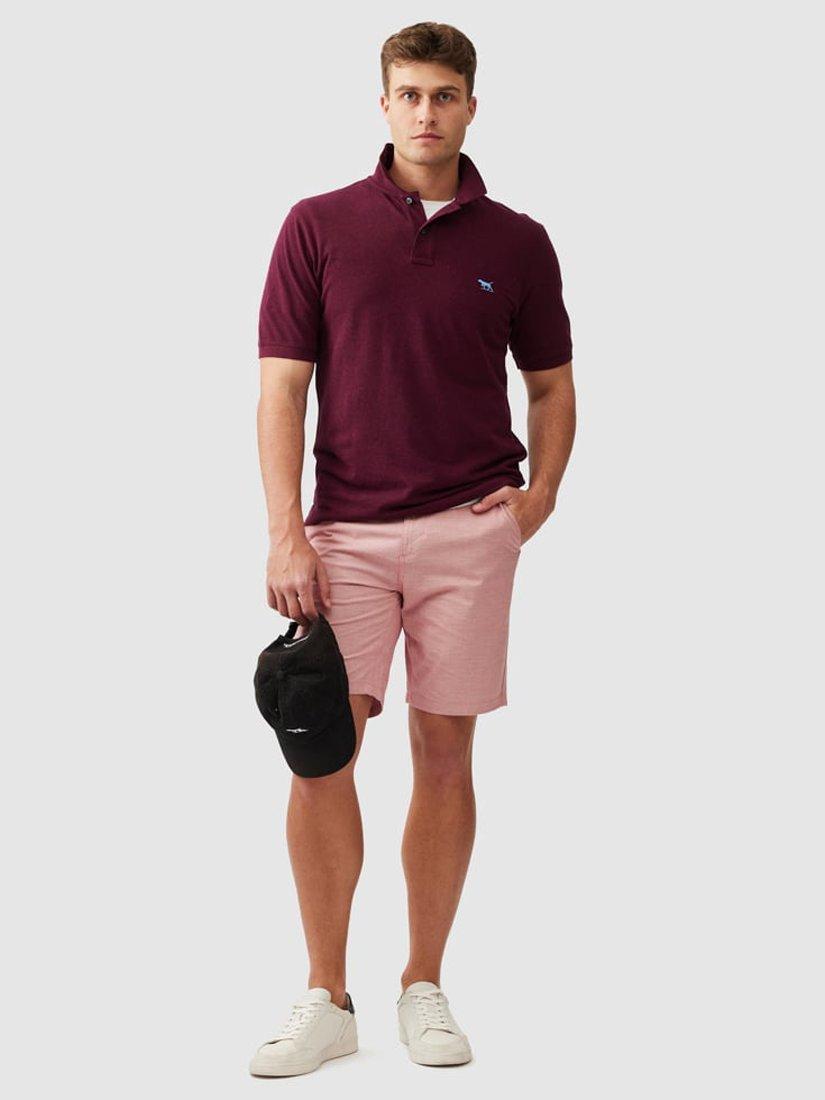 Product image 2 of 5, which shows Rodd & Gunn The Original Gunn Cotton Straight Fit Short Sleeve Polo Shirt, Garnet, XS