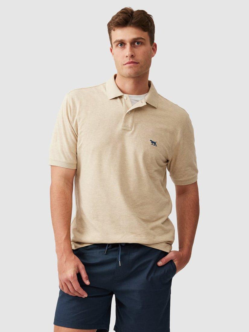 Product image 1 of 5, which shows Rodd & Gunn The Original Gunn Cotton Straight Fit Short Sleeve Polo Shirt, Oat, XS
