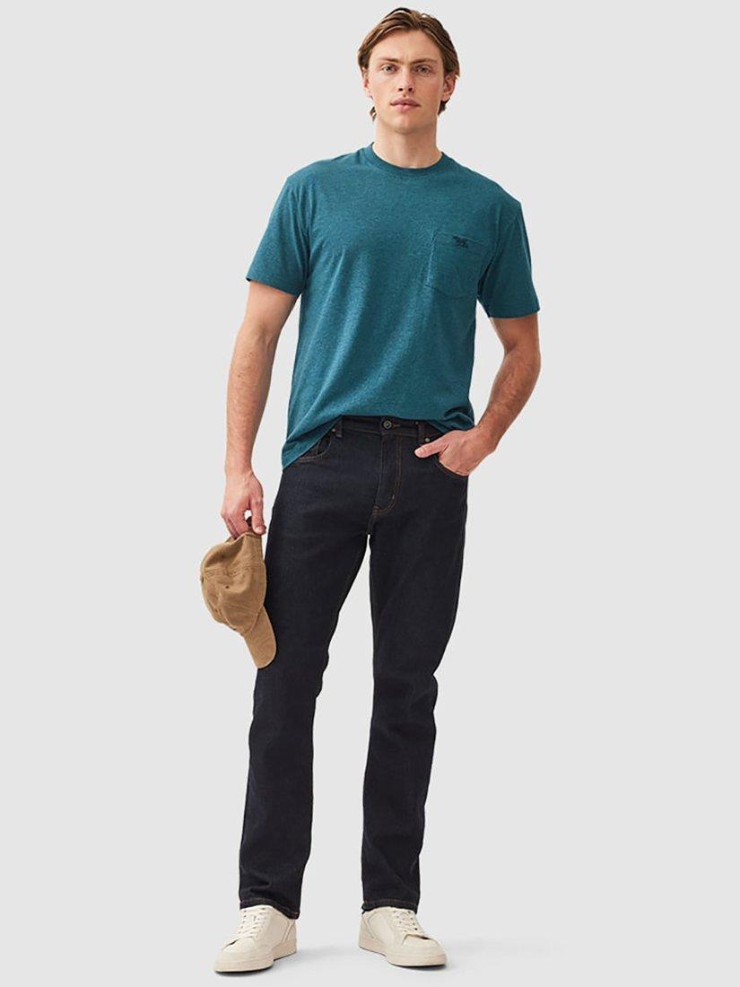 Product image 2 of 5, which shows Rodd & Gunn The Original Gunn Cotton Straight Fit Short Sleeve T-Shirt, Dark Cyan, XS