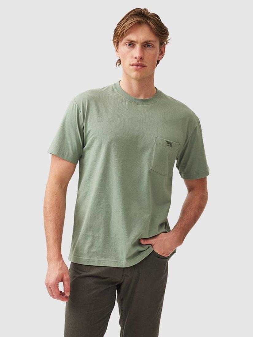 Product image 1 of 5, which shows Rodd & Gunn The Original Gunn Cotton Straight Fit Short Sleeve T-Shirt, Turf, XS