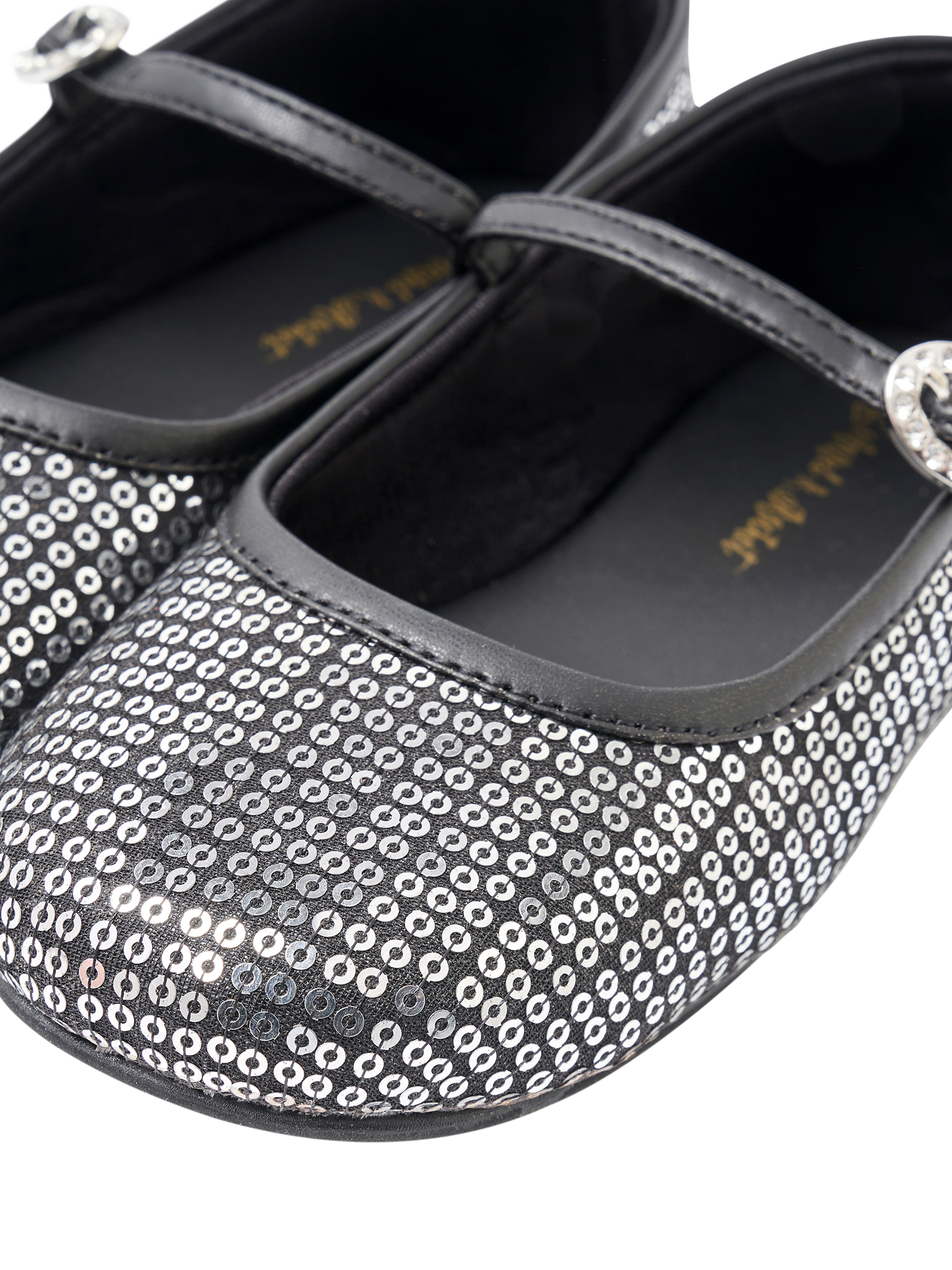 Product image 4 of 4, which shows Angel & Rocket Kids' Sequin Ballerina Pumps, Black, EU29