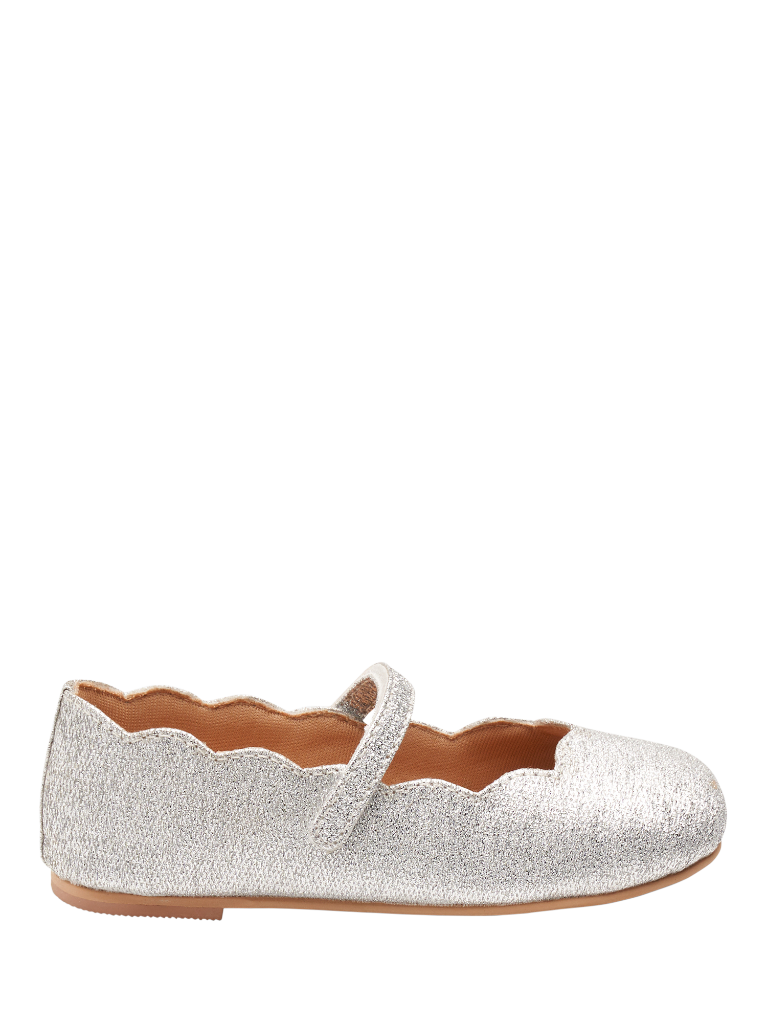 Product image 1 of 4, which shows Angel & Rocket Silver Scallop Shoes, Silver, EU25