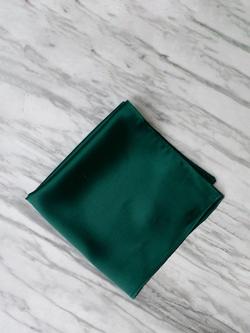 Rewritten Satin Pocket Square, Forest Green