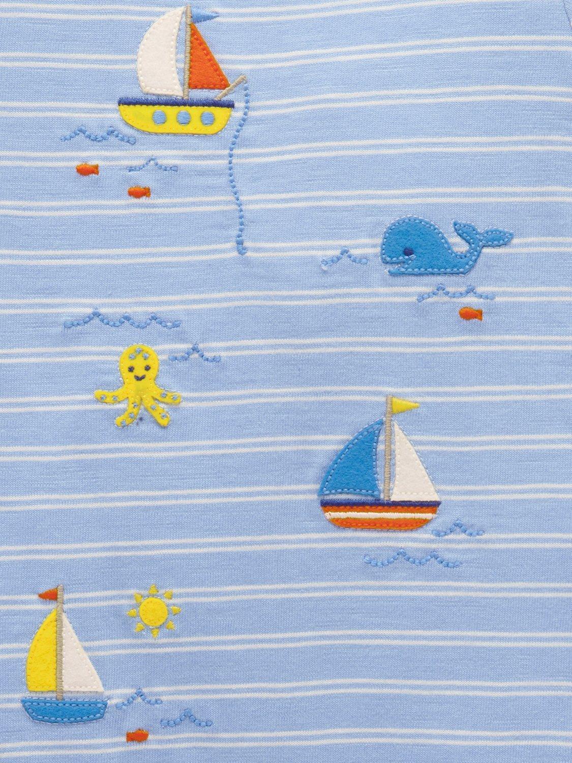 Product image 4 of 6, which shows Purebaby Baby Organic Cotton Sail Away Romper, Surf Stripe, Newborn