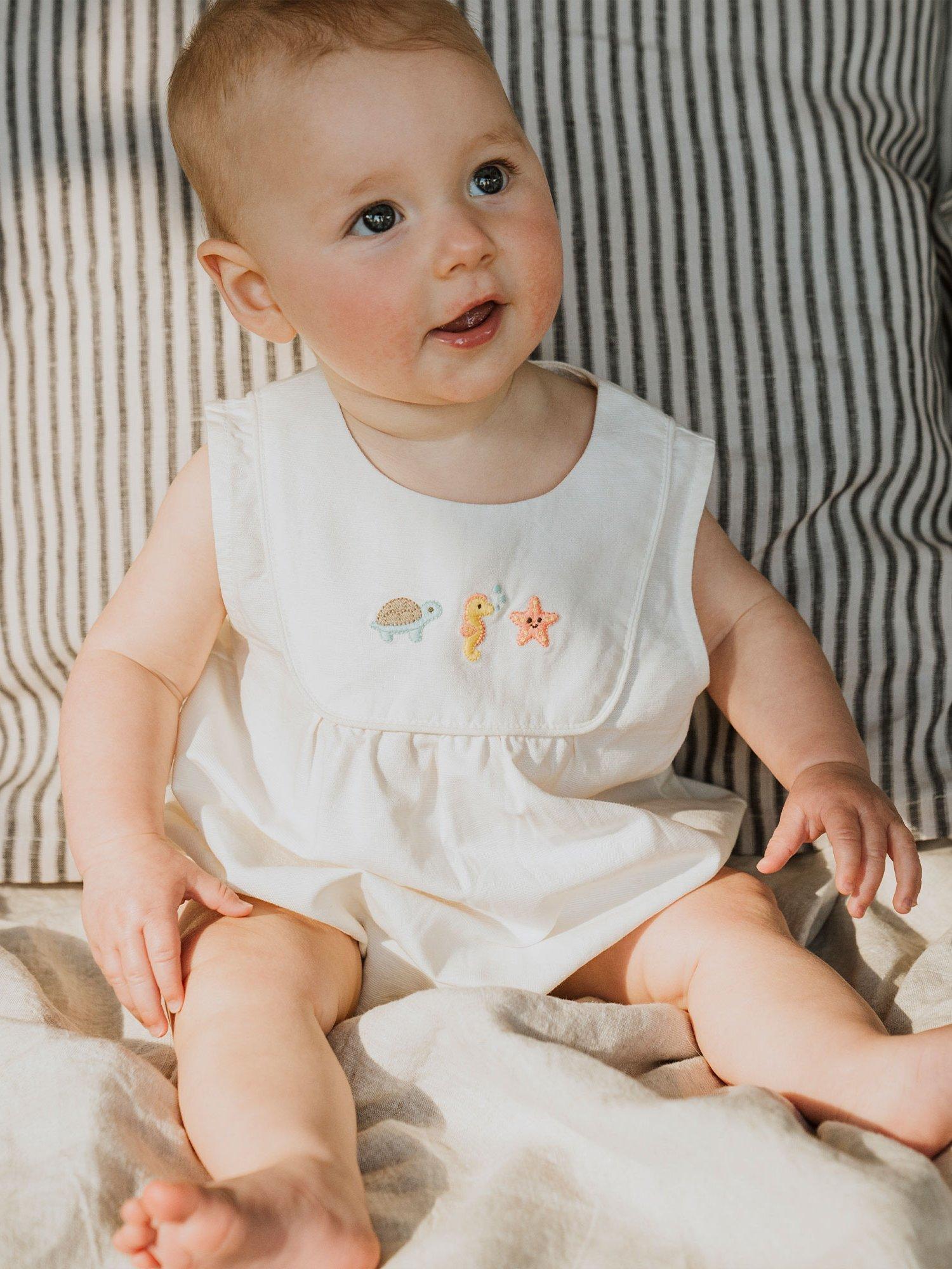 Product image 1 of 5, which shows Purebaby Baby Seaside Bodysuit, Cloud, Newborn