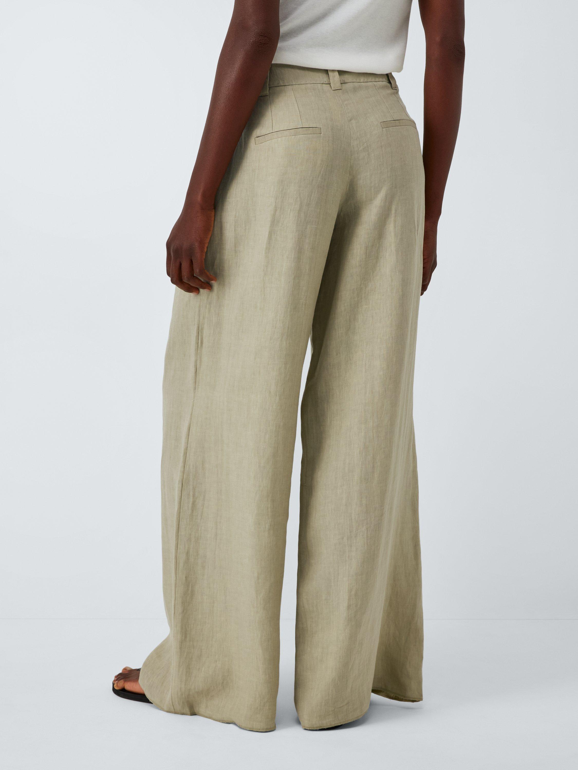 Product image 2 of 6, which shows Marella Zama Pure Linen Trousers, Sage, 10