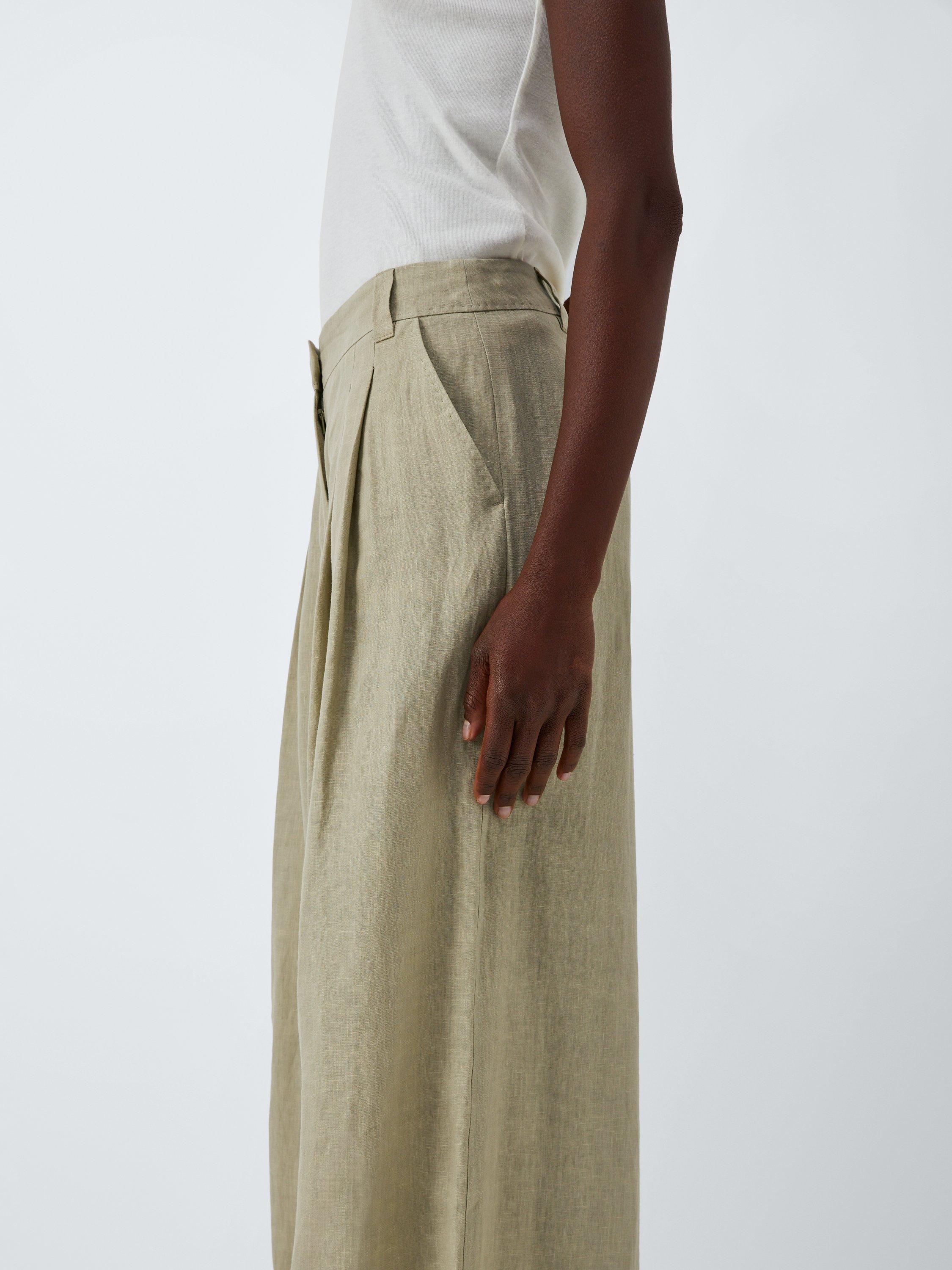 Product image 6 of 6, which shows Marella Zama Pure Linen Trousers, Sage, 10