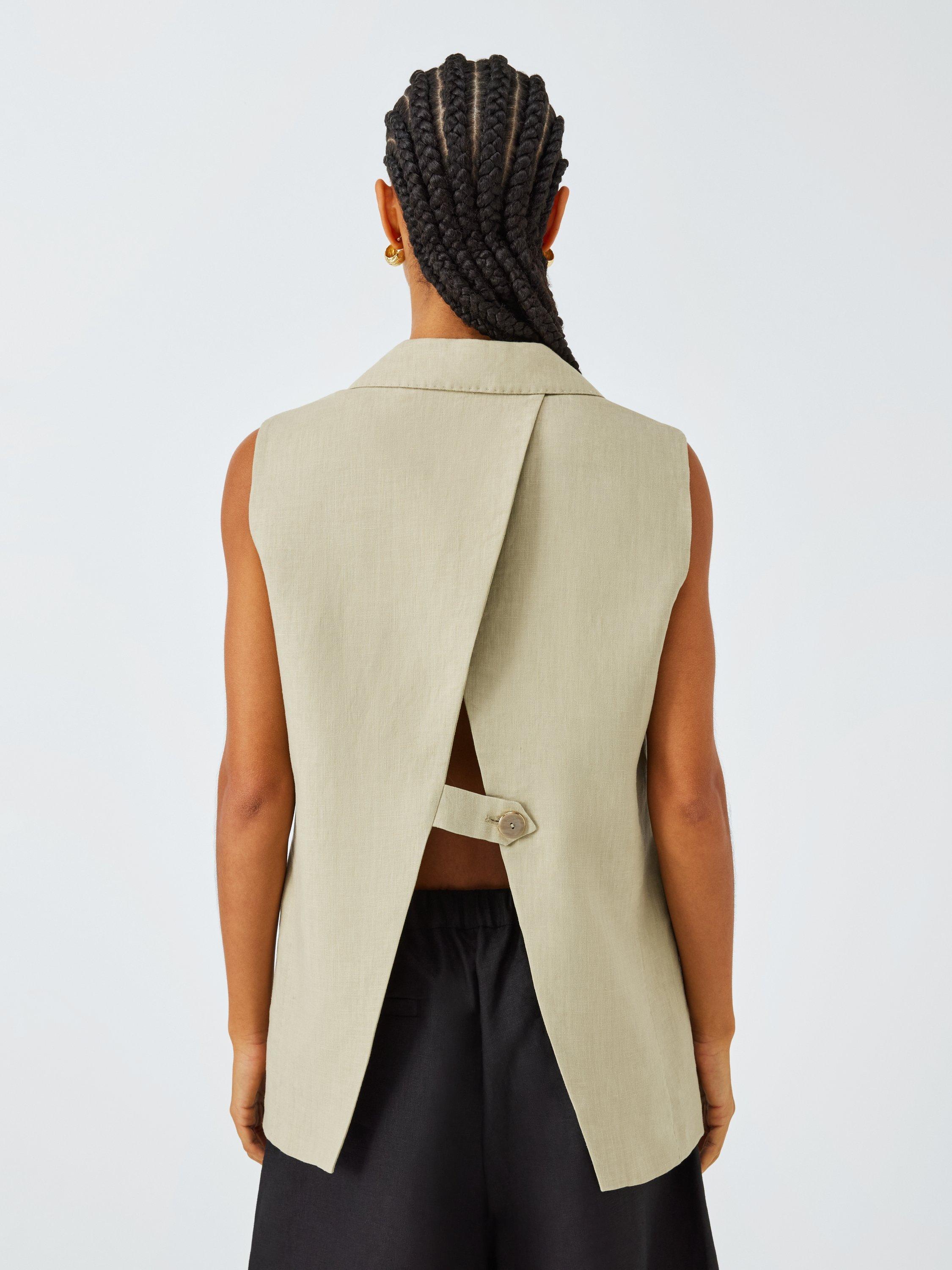 Product image 2 of 6, which shows Marella Dramma Sleeveless Blazer, Sage, 8