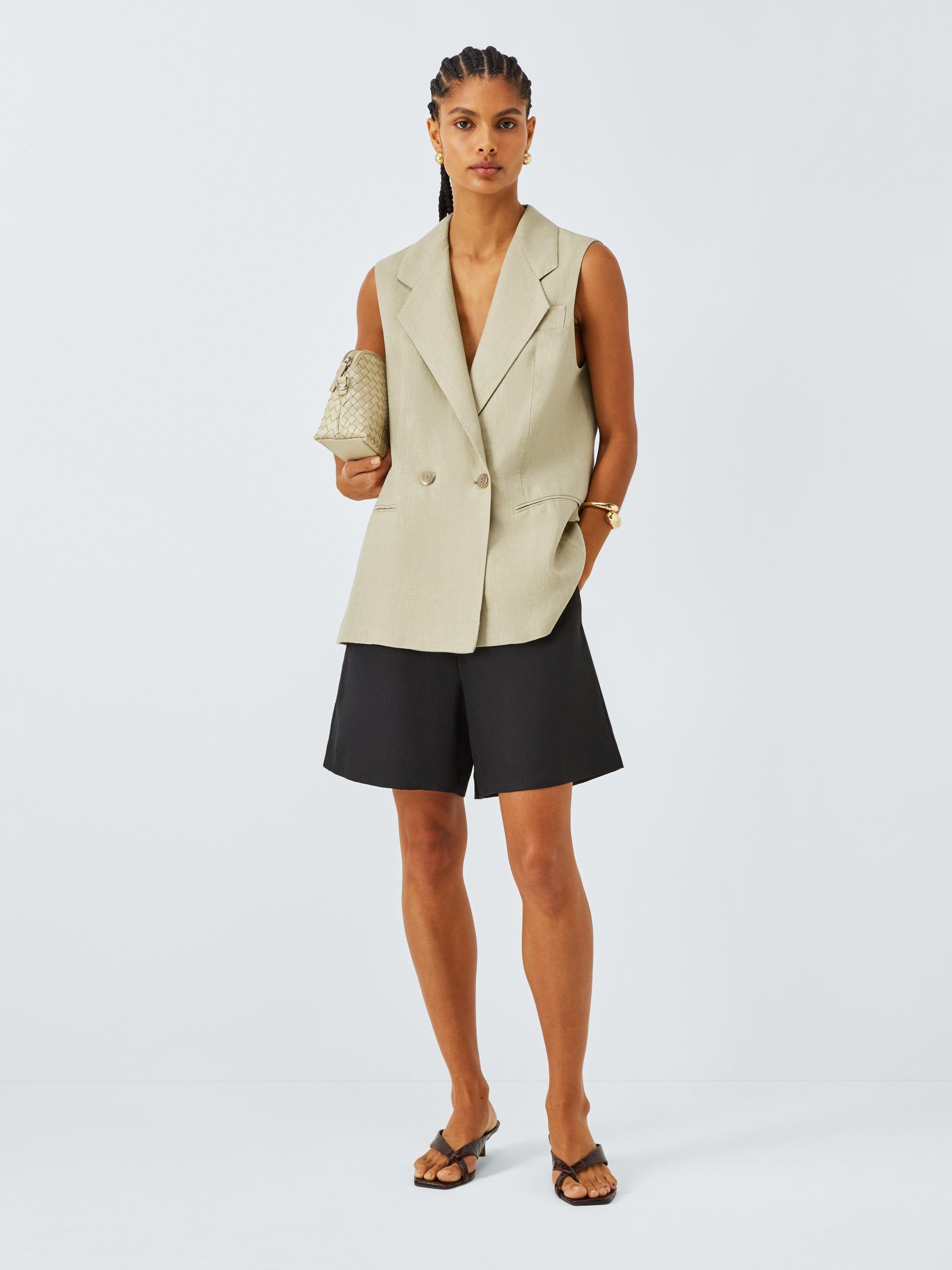Product image 3 of 6, which shows Marella Dramma Sleeveless Blazer, Sage, 8