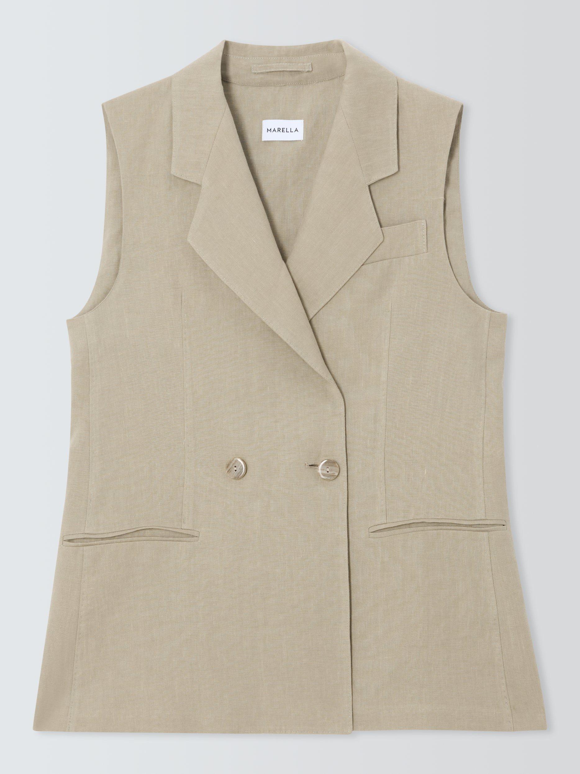 Product image 4 of 6, which shows Marella Dramma Sleeveless Blazer, Sage, 8