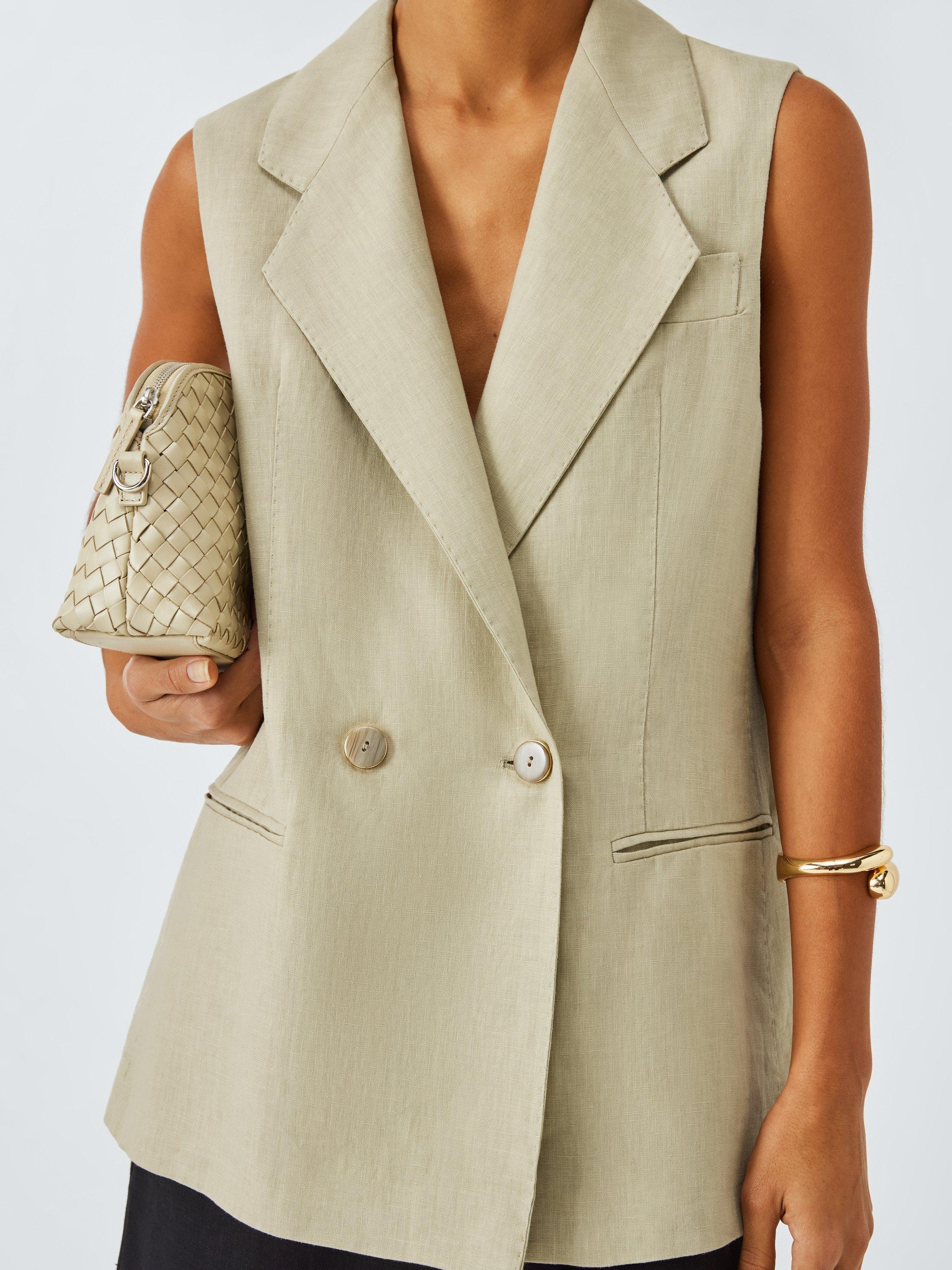 Product image 5 of 6, which shows Marella Dramma Sleeveless Blazer, Sage, 8