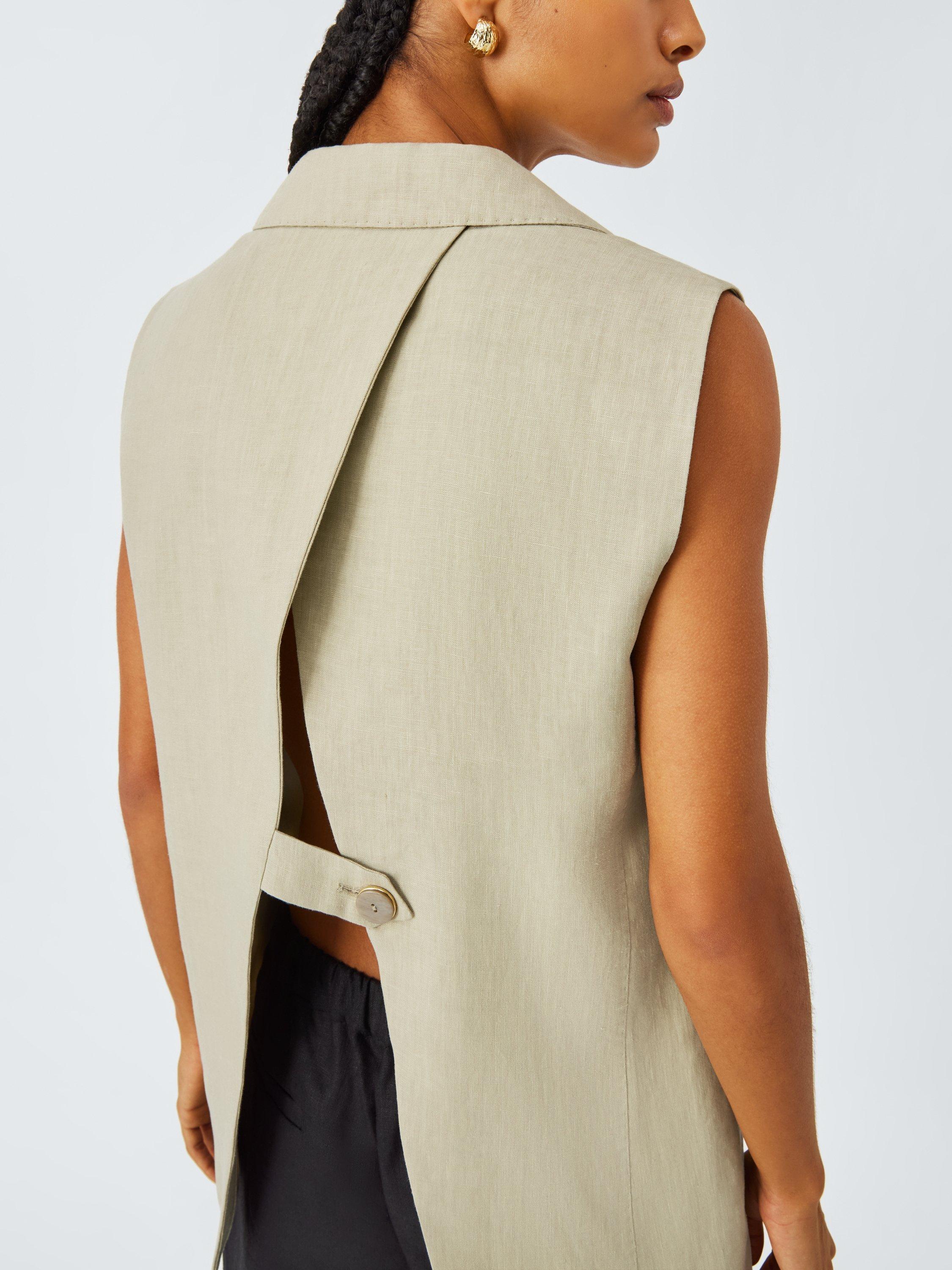 Product image 6 of 6, which shows Marella Dramma Sleeveless Blazer, Sage, 8