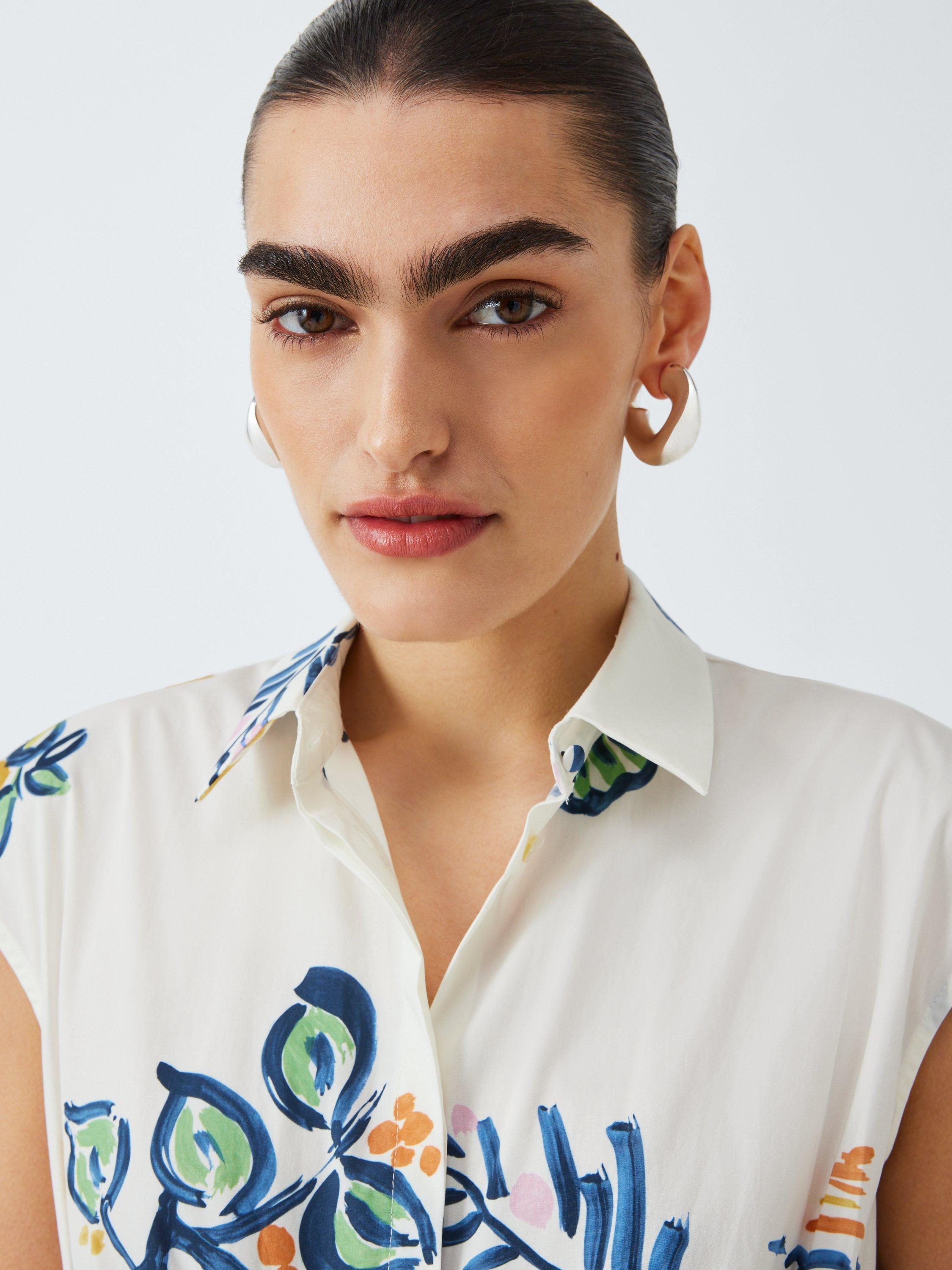 Product image 5 of 6, which shows Marella Pier Graphic Belted Dress, Optical White Print, 8