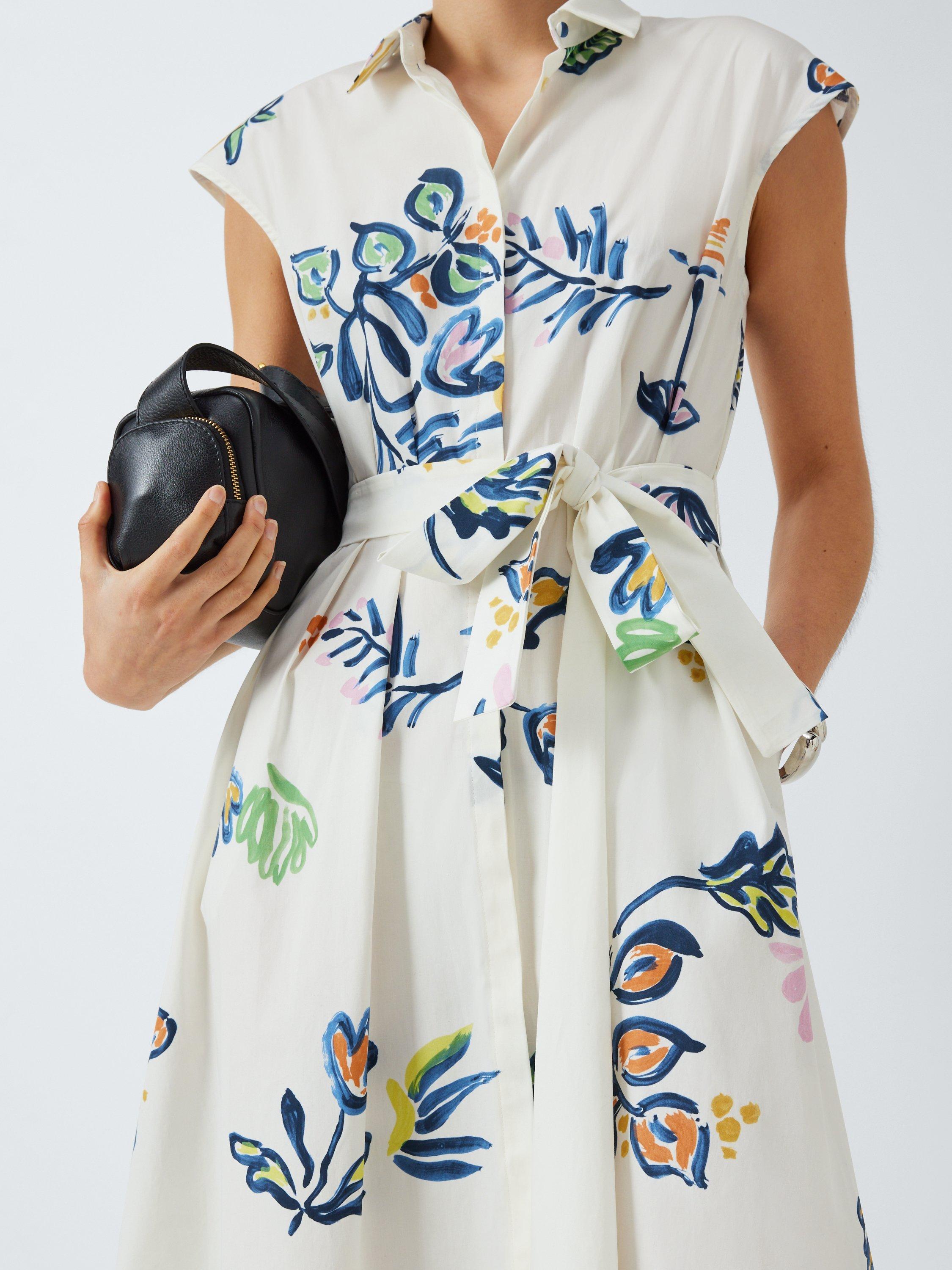 Product image 6 of 6, which shows Marella Pier Graphic Belted Dress, Optical White Print, 8