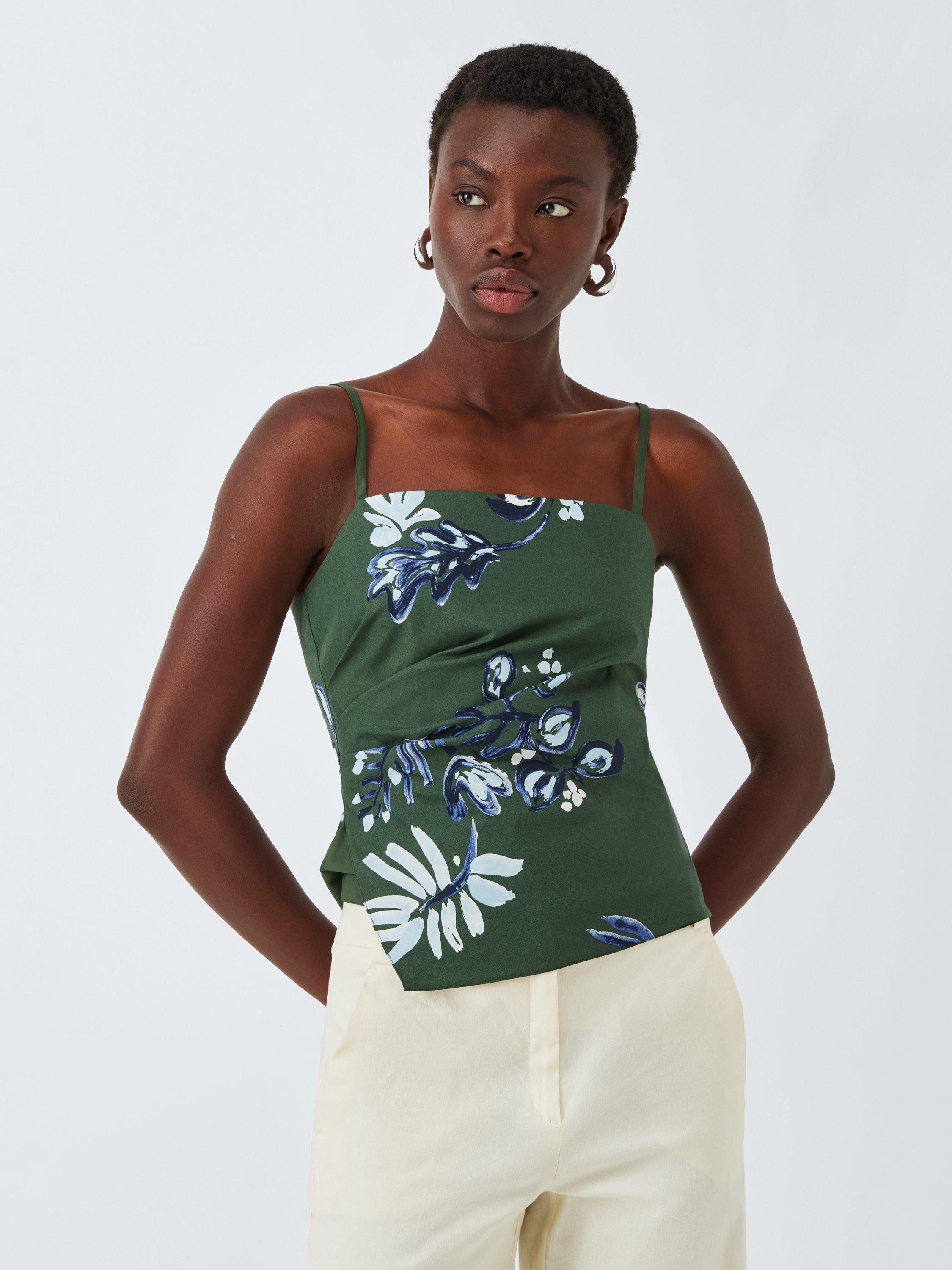 Product image 1 of 6, which shows Marella Zum Floral Crop Top, Green/Multi, 8