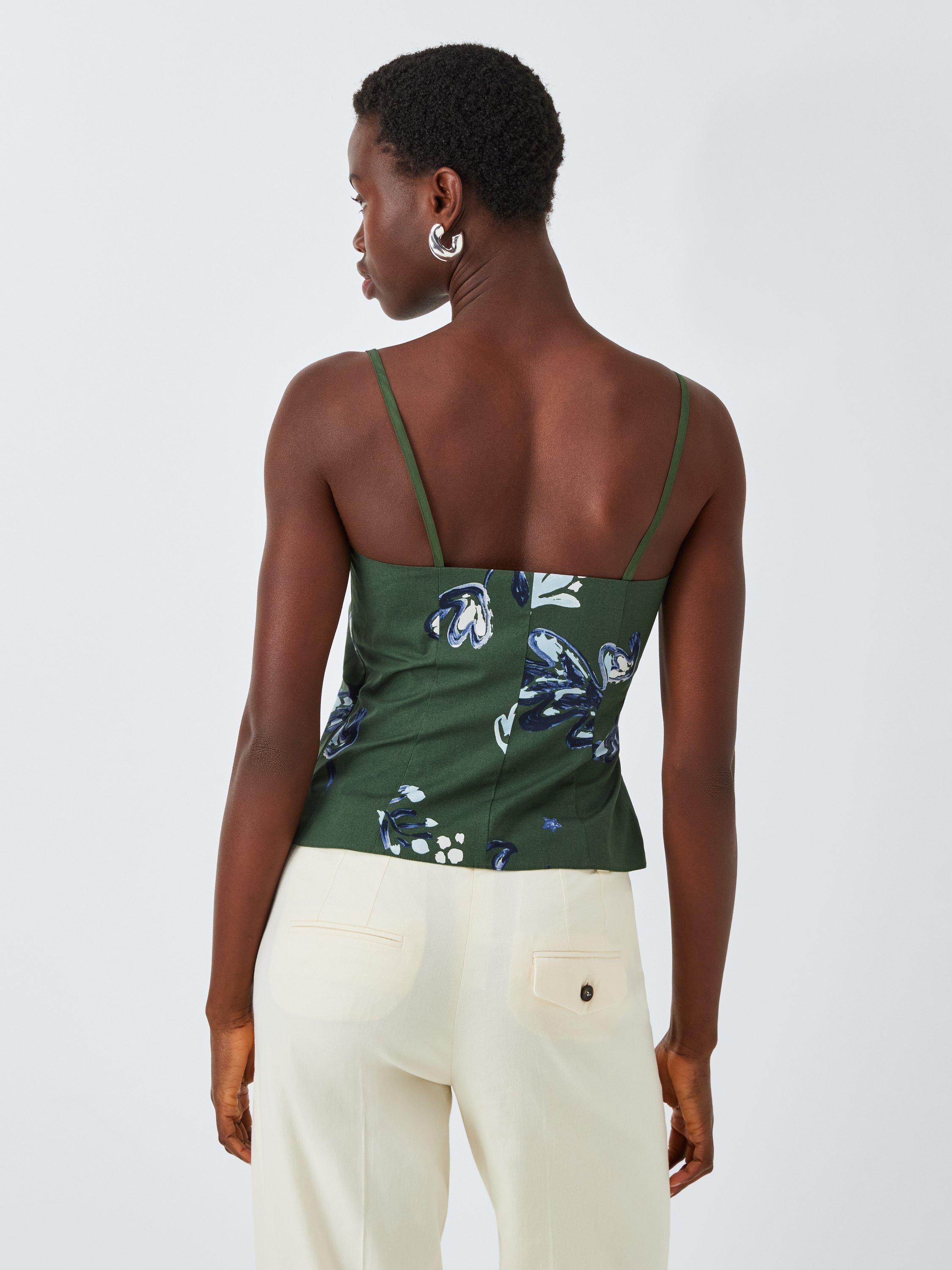 Product image 2 of 6, which shows Marella Zum Floral Crop Top, Green/Multi, 8
