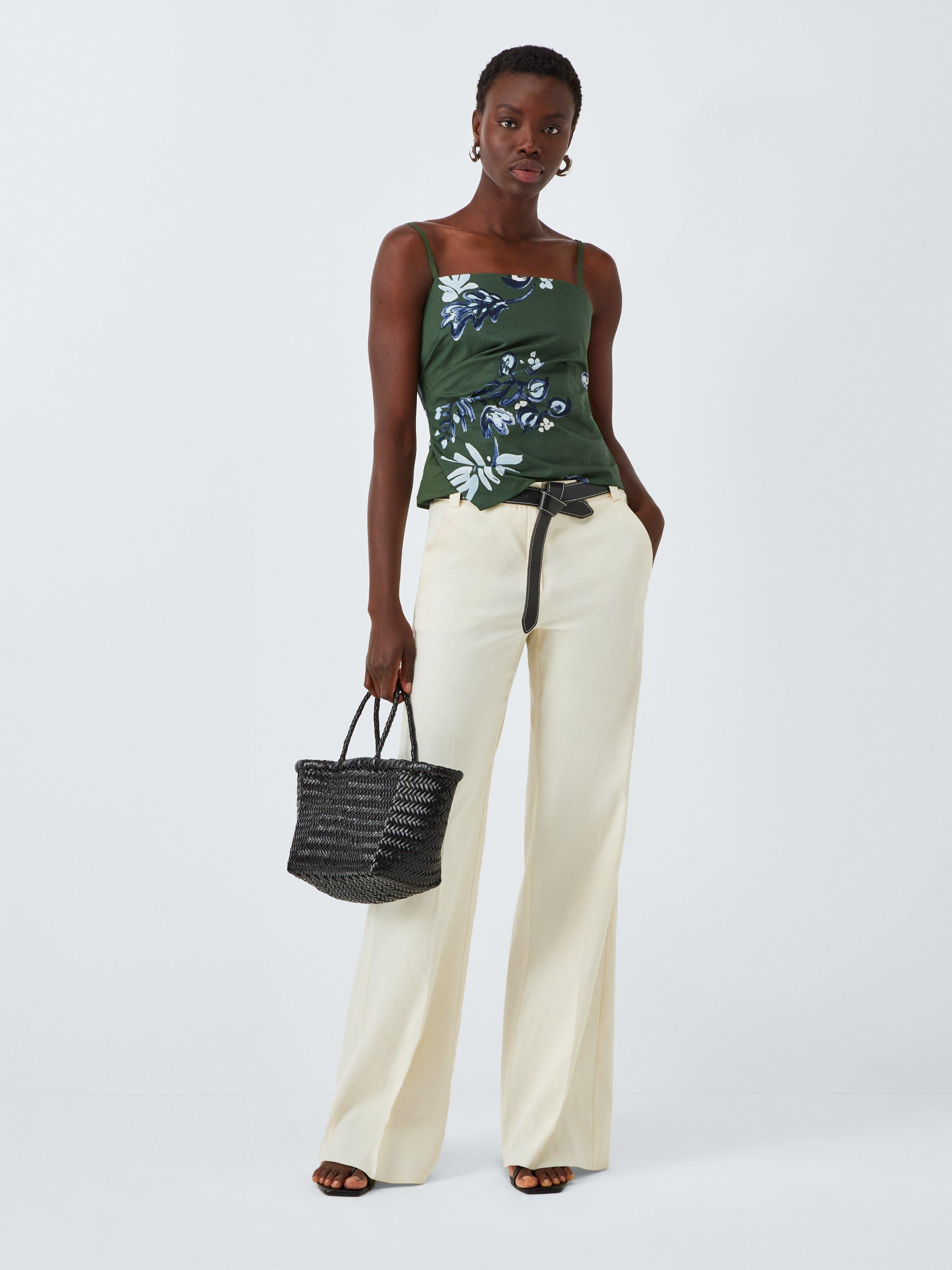Product image 3 of 6, which shows Marella Zum Floral Crop Top, Green/Multi, 8