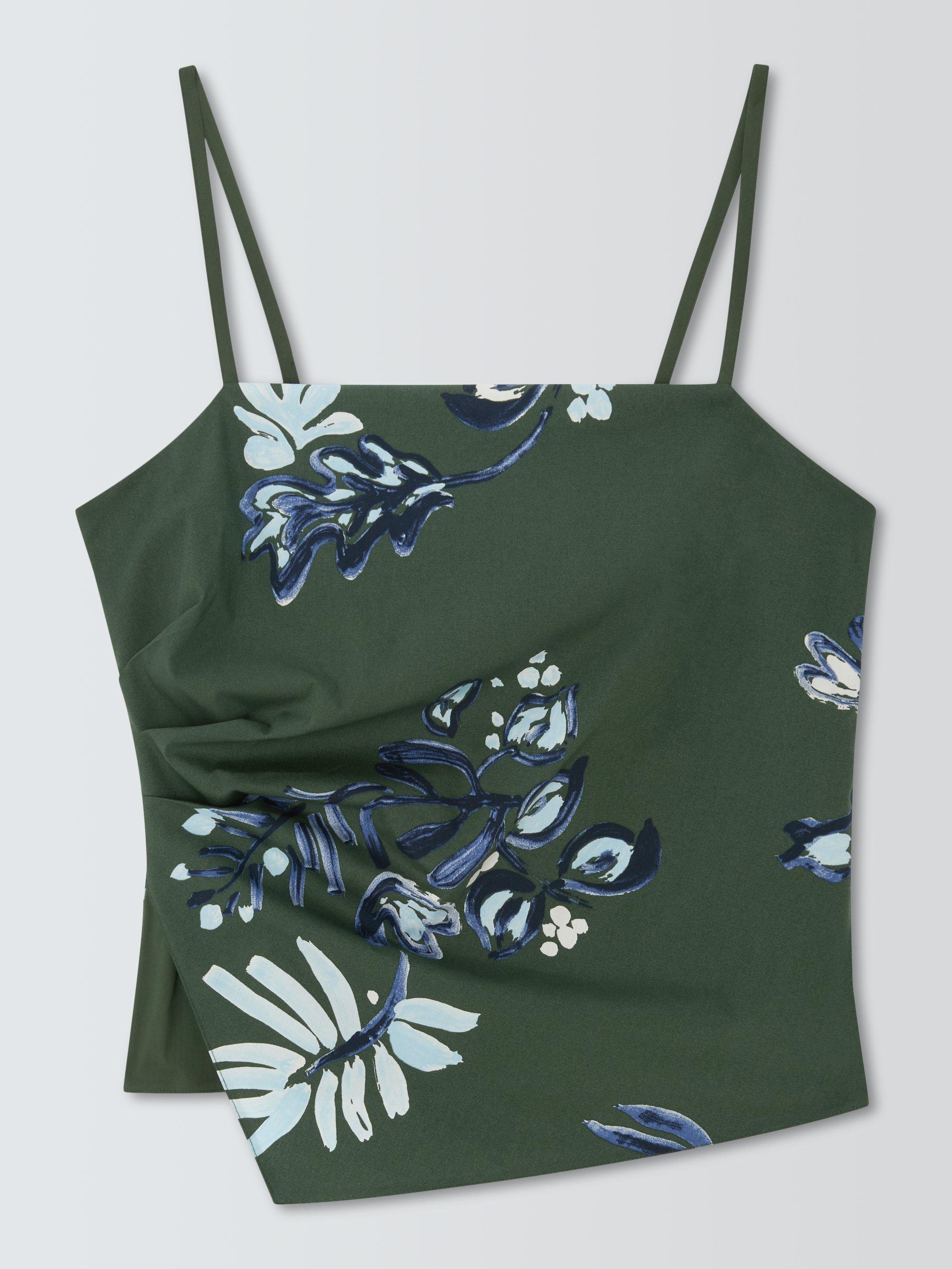Product image 4 of 6, which shows Marella Zum Floral Crop Top, Green/Multi, 8