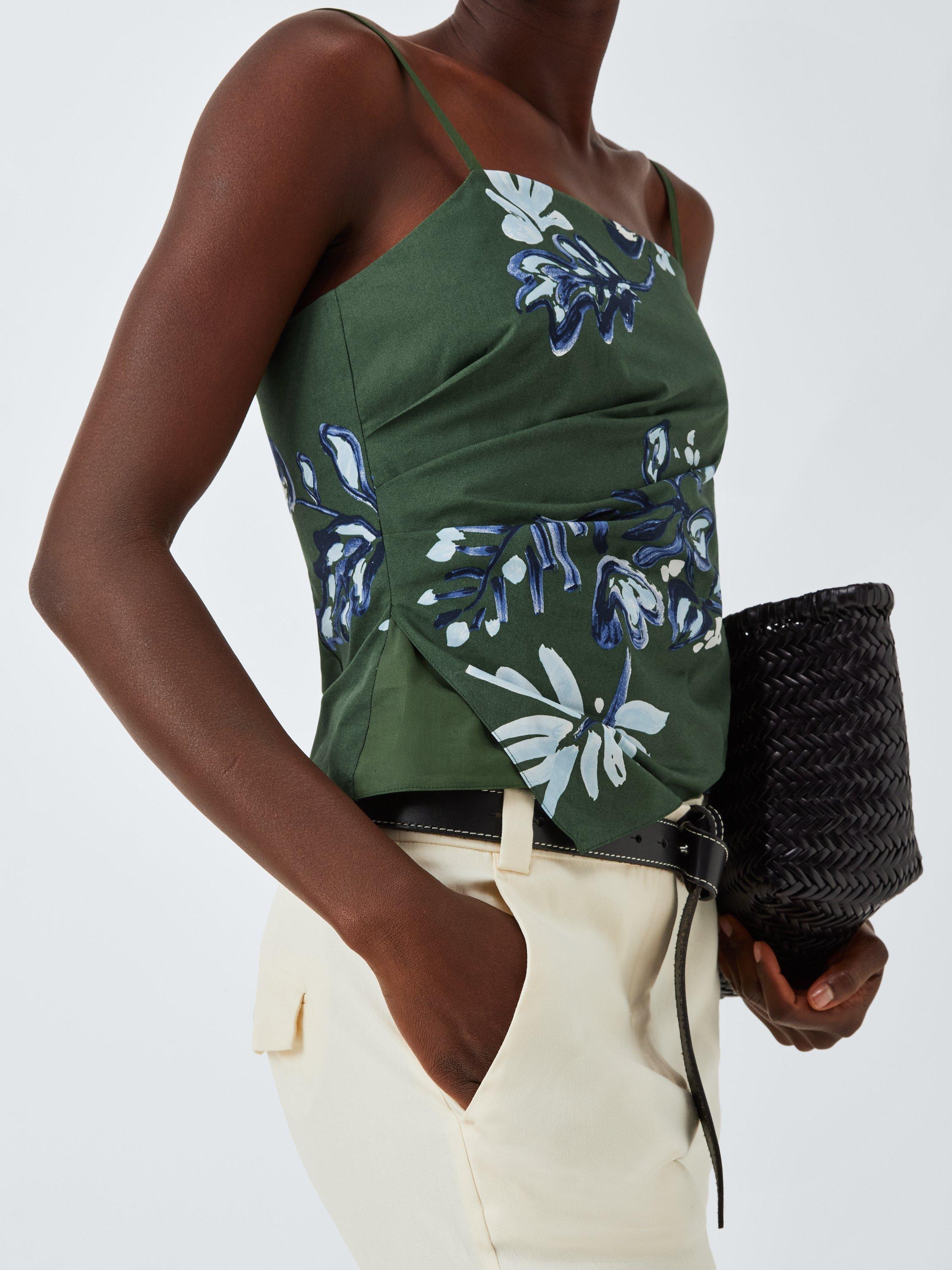 Product image 5 of 6, which shows Marella Zum Floral Crop Top, Green/Multi, 8
