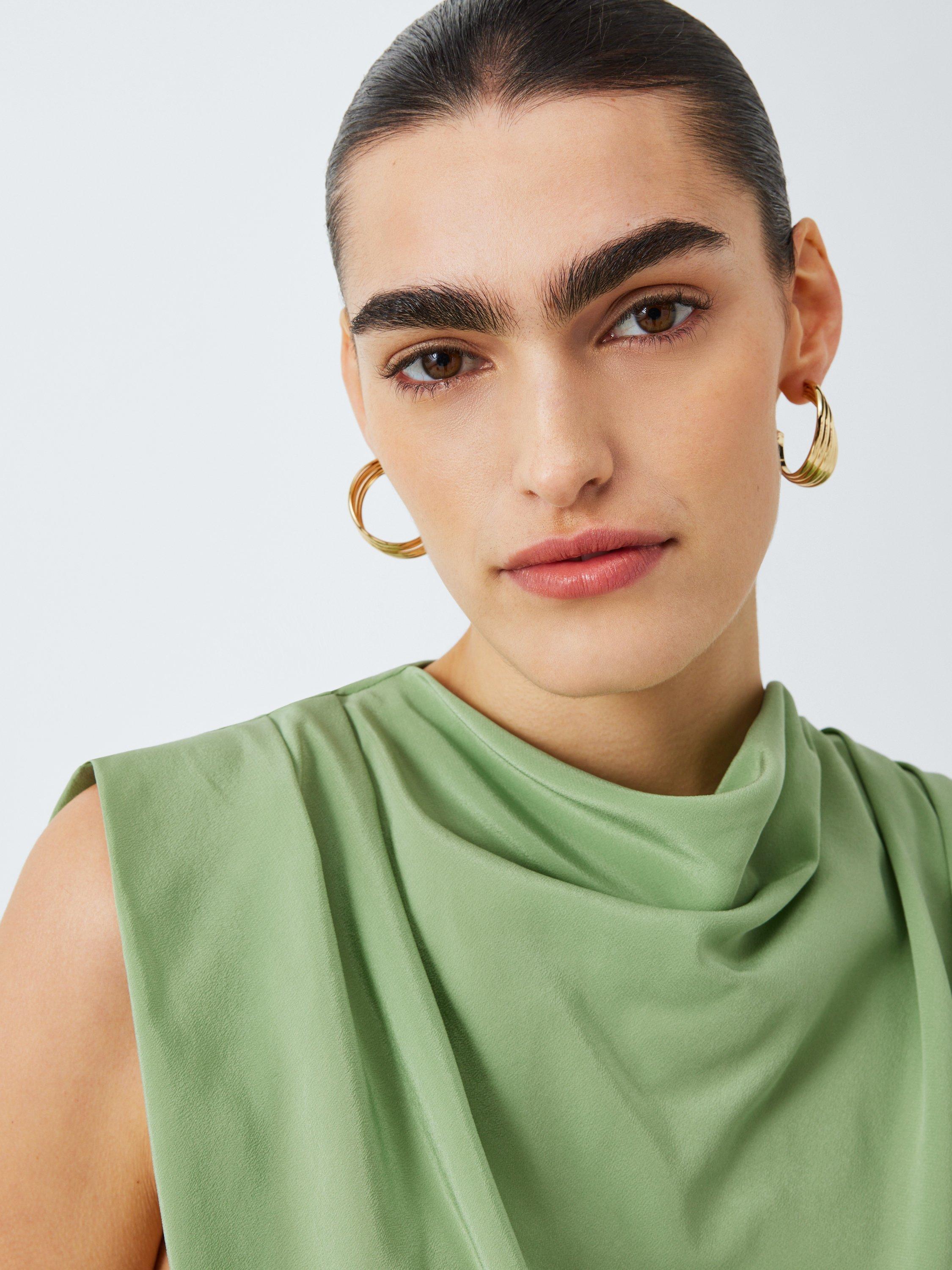 Product image 5 of 6, which shows Marella Dondolo Pure Silk Sleeveless Top, Green, 14