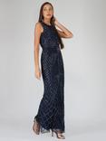 Lace & Beads Mawa Embellished Maxi Dress, Navy