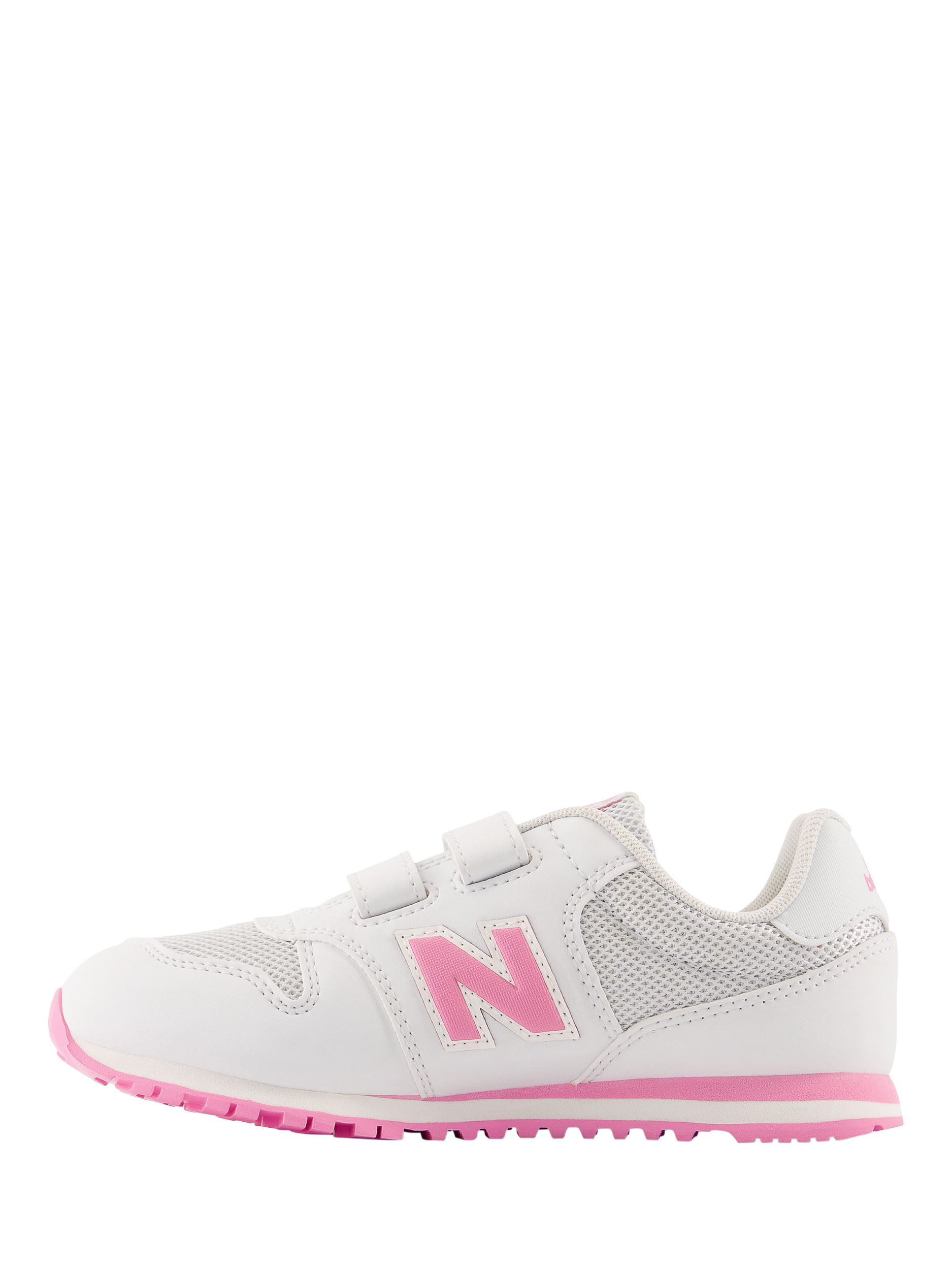 Product image 3 of 6, which shows New Balance Kids' 500 Rip-Tape Trainers, White/Pink, 10 Jnr